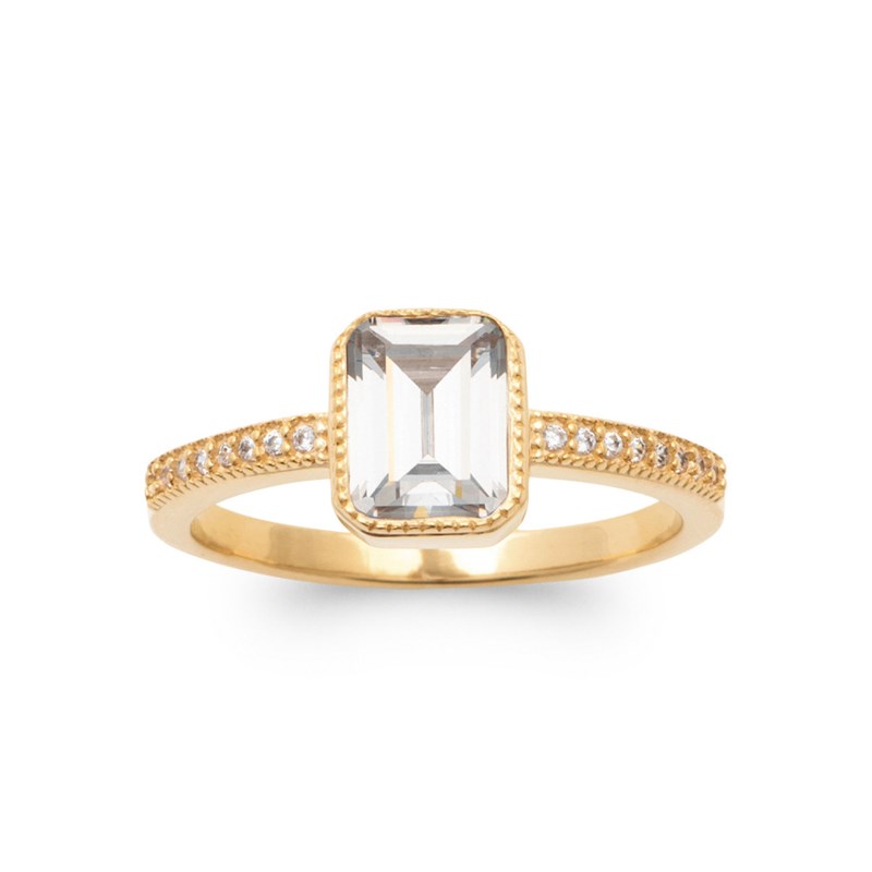Bague Femme - Plaqué Or - Oxyde de zirconium