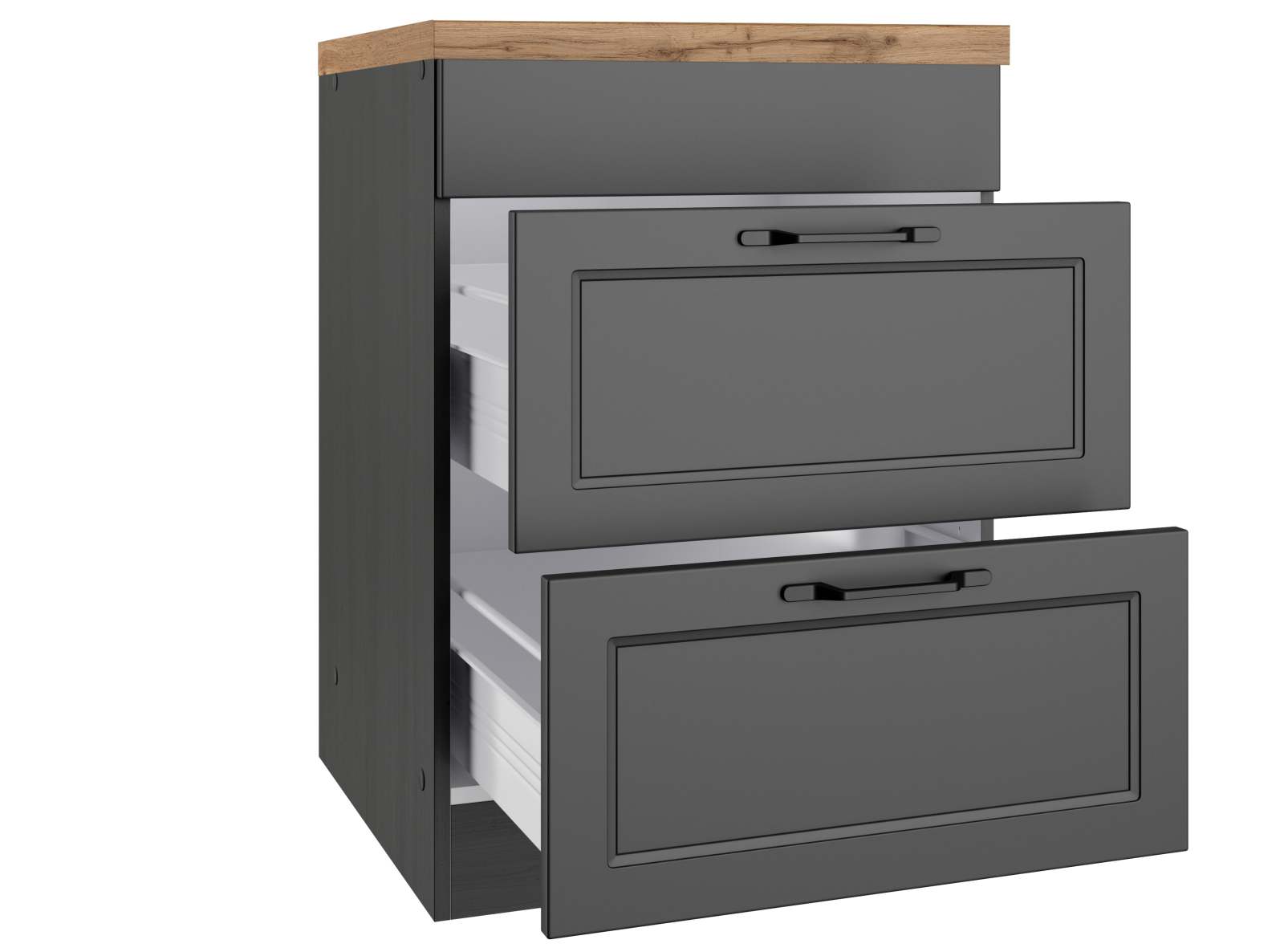 Kochfeldschrank MERAN - grau - Wotaneiche - 60 cm