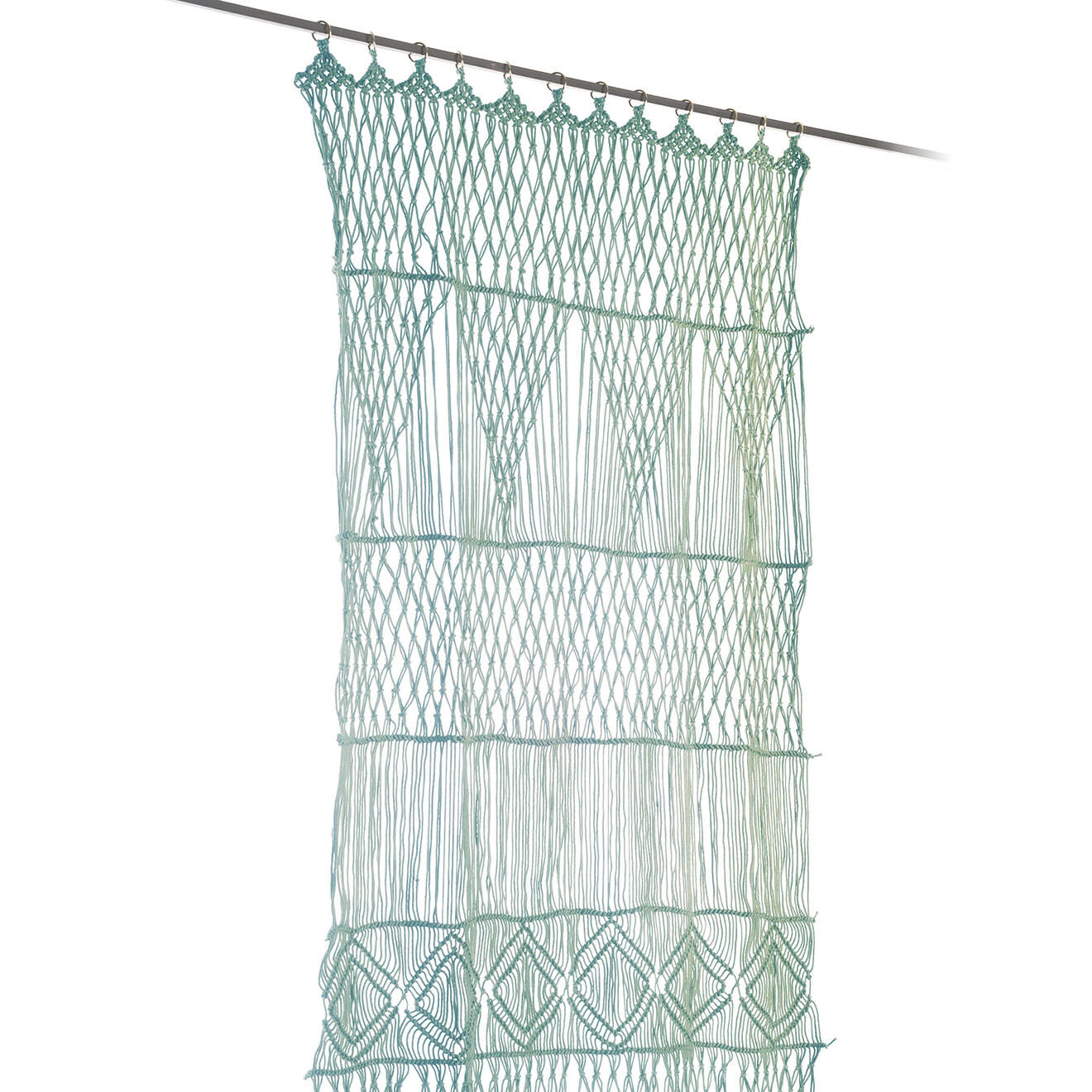 En Fil d'Indienne Rideau /portière en macramé Résille céladon - 100x280 cm