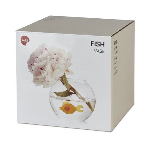 Vaso transparente em formato de peixe