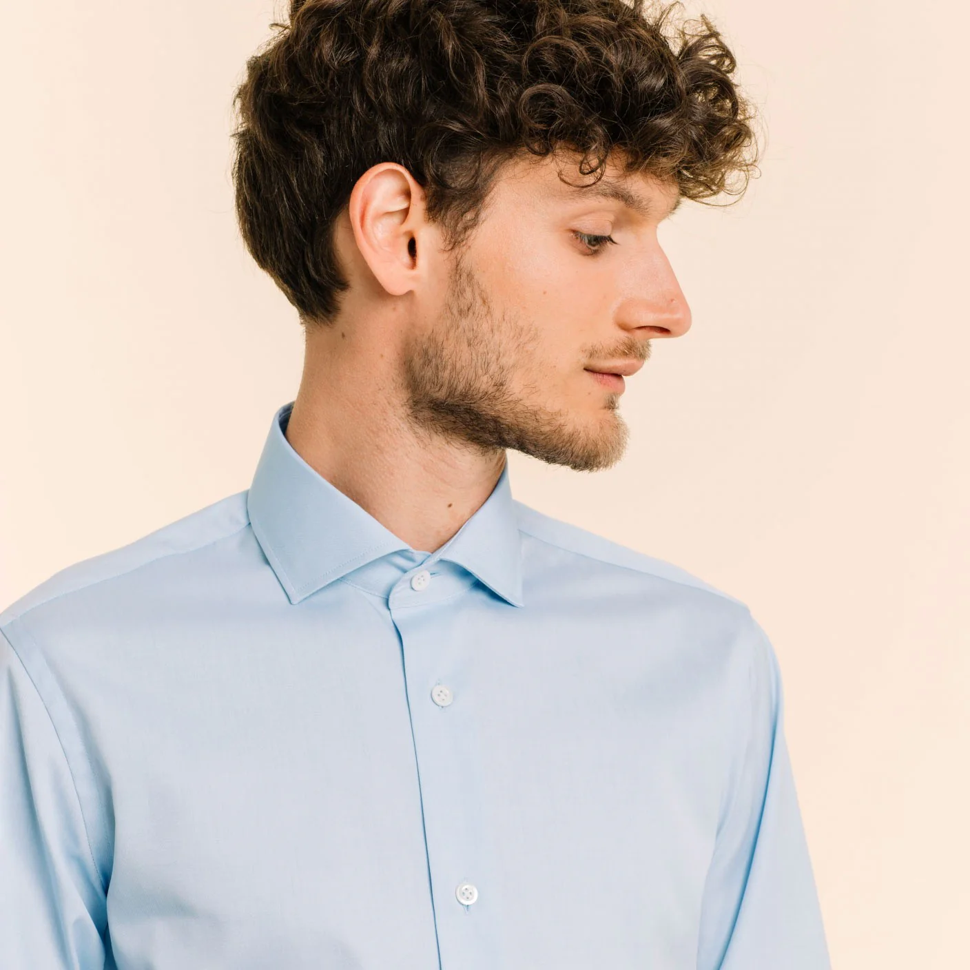 Premium fitted shirt in blue double twisted pinpoint