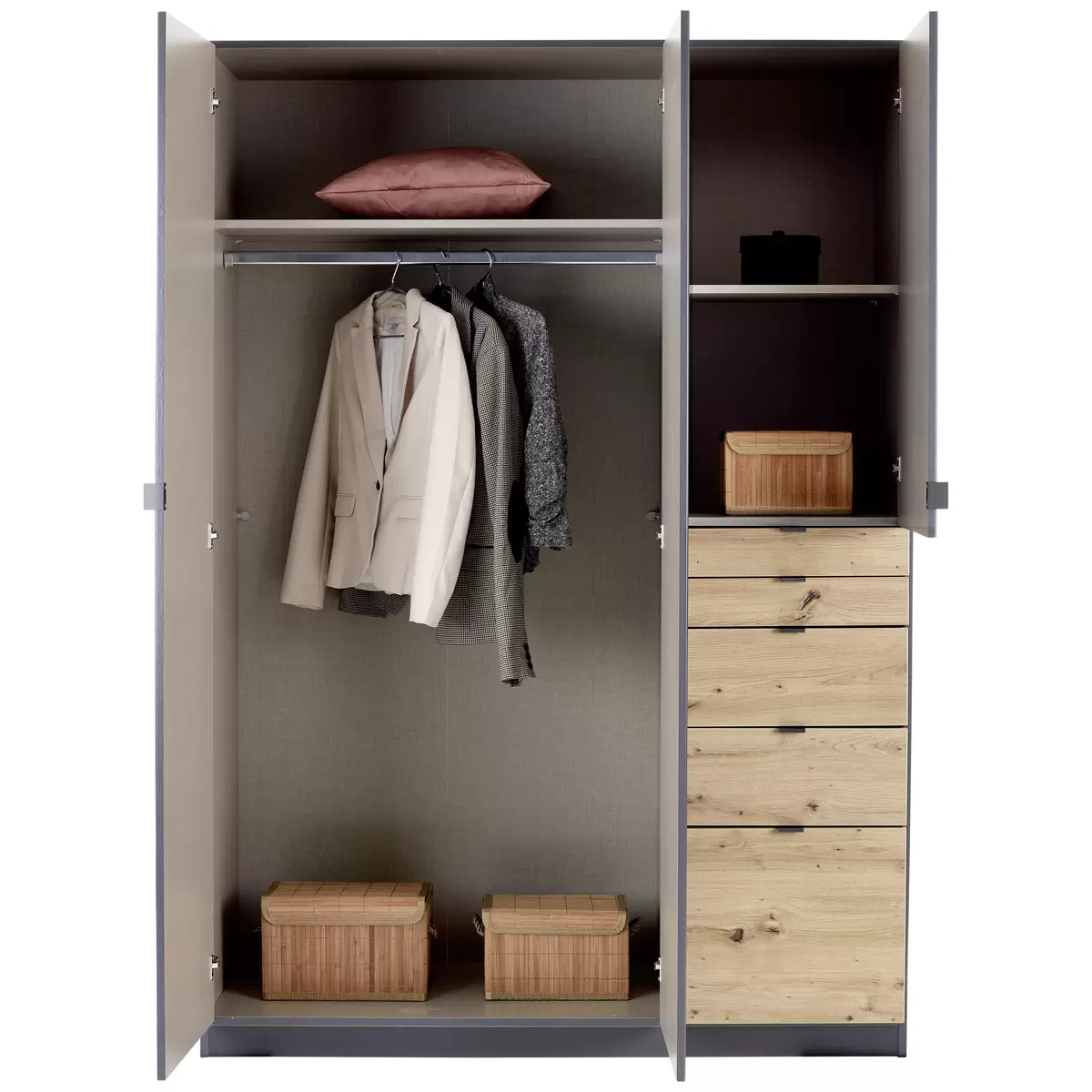 Kleiderschrank 3-trg. Ontario anthrazit,Artisan Eiche