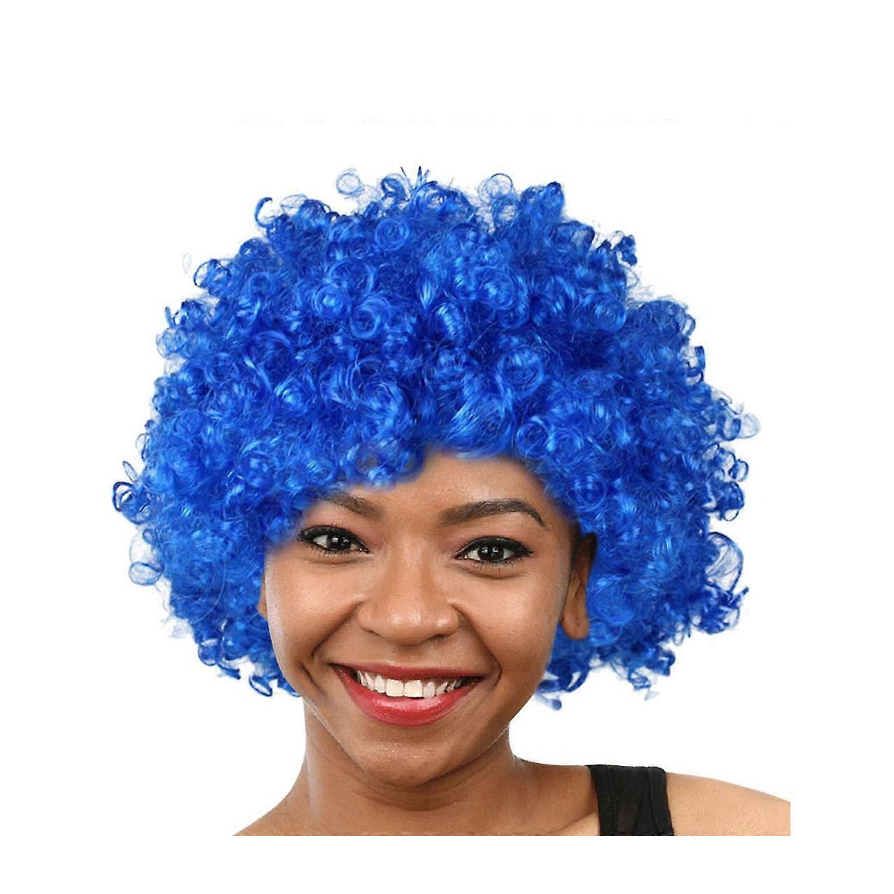 Afro Perücke mit Locken Fasnacht Kostüm Zubehör Motto Party / Halloween Accessoire - Blau