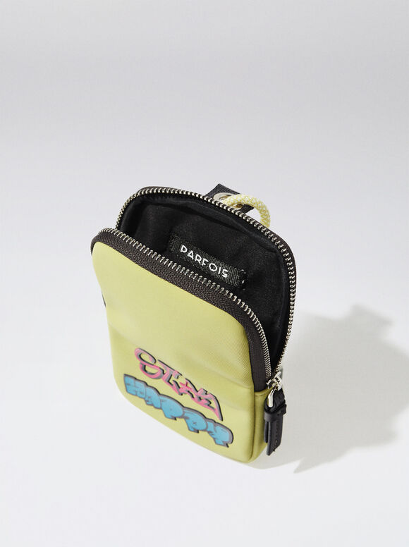 Bolsa para celular com efeito nylon - Amarela