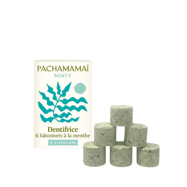 Pachamamai Dentifrice à Dissoudre Minty - Kit Démarrage et Recharge - Kit Démarrage Minty (1 flacon & 6 pastilles) 1 kit de démarrage ou 6 recharges