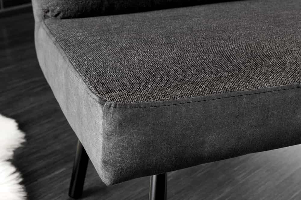 Moderne Sitzbank BIG GEORGE 160cm anthrazit Samt Strukturstoff Taschenfederkern schwarz