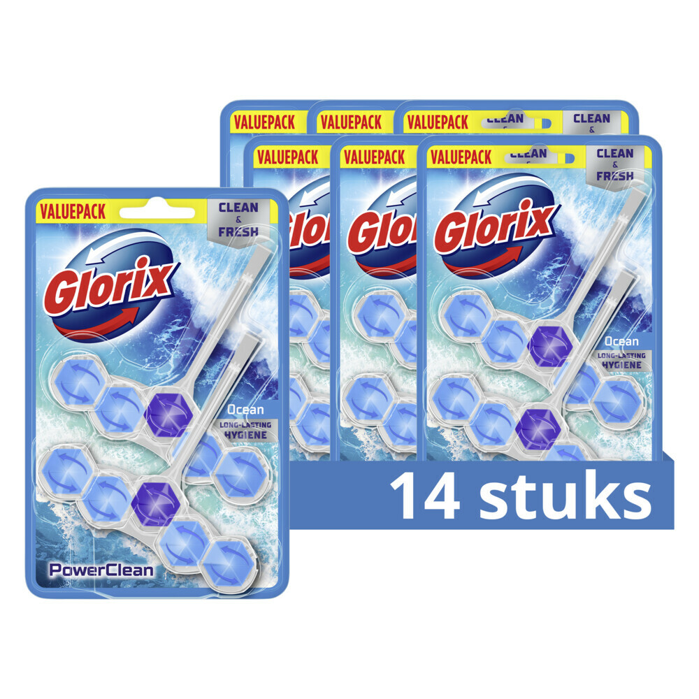 7x Glorix Toiletblok Power Clean Ocean2 stuks