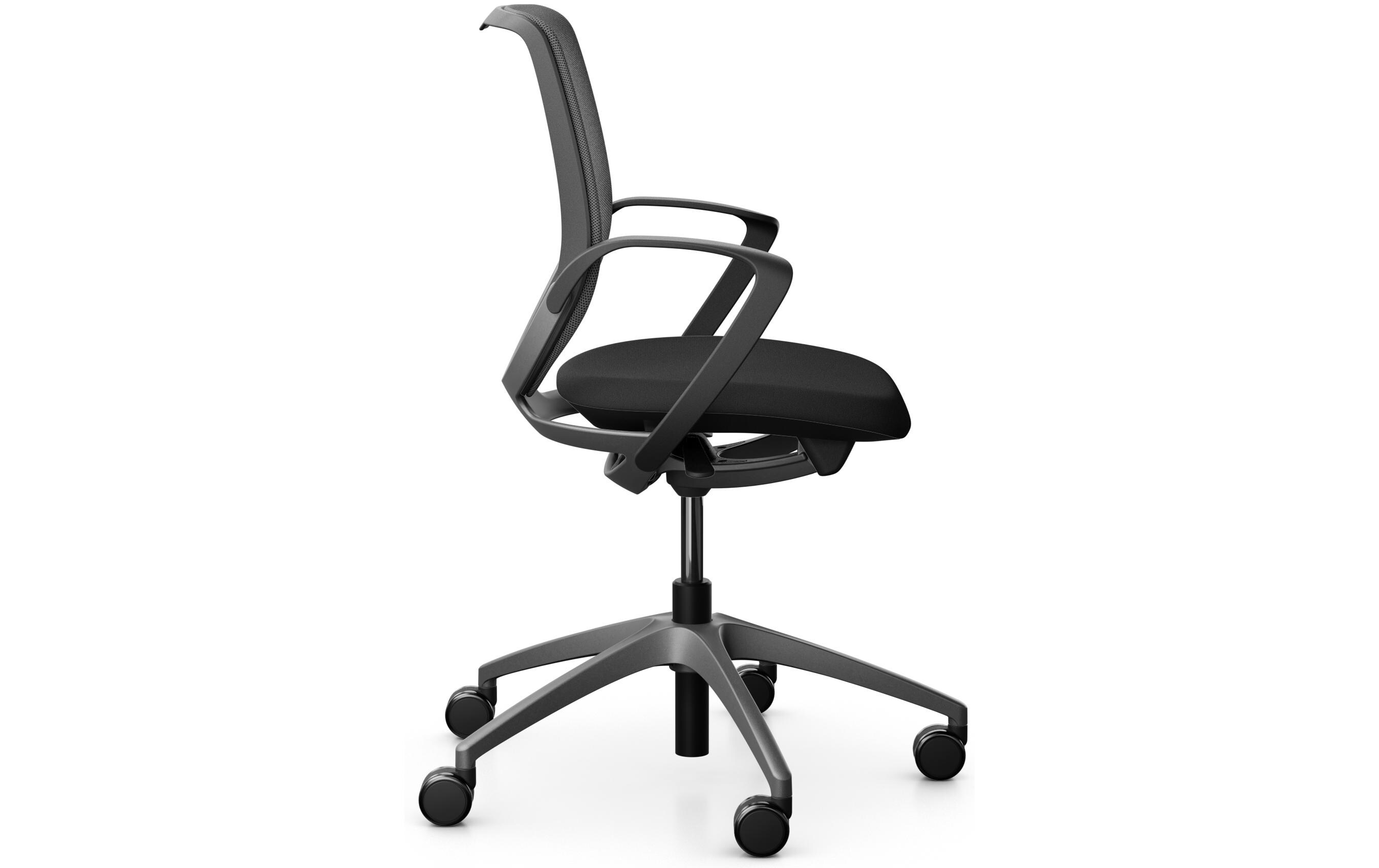 Bürostuhl 313 mit Netzrücken und Armlehnen, Dunkelgrau<br>Arbeitsstuhl für gesundes, ergonomisches Sitzen