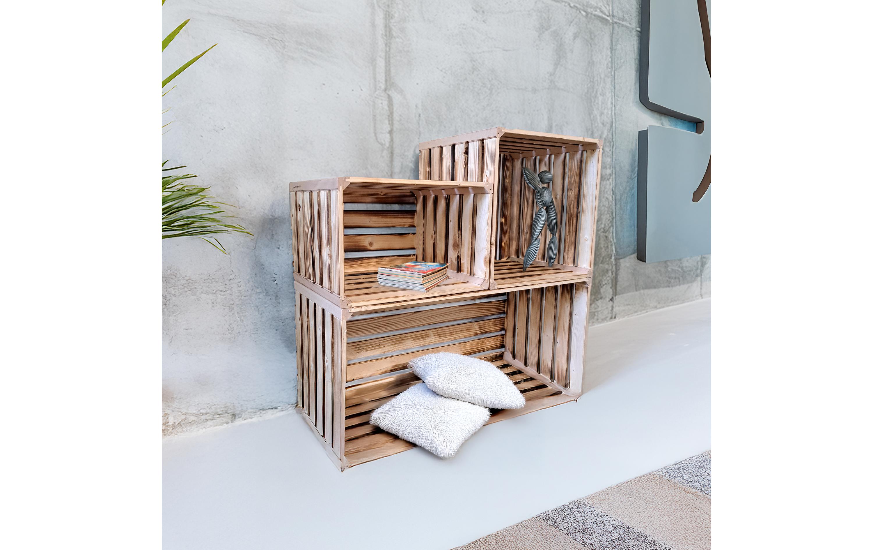 Holzharasse geflammt, 35 x 70 x 32 cmModulares Wohnregal