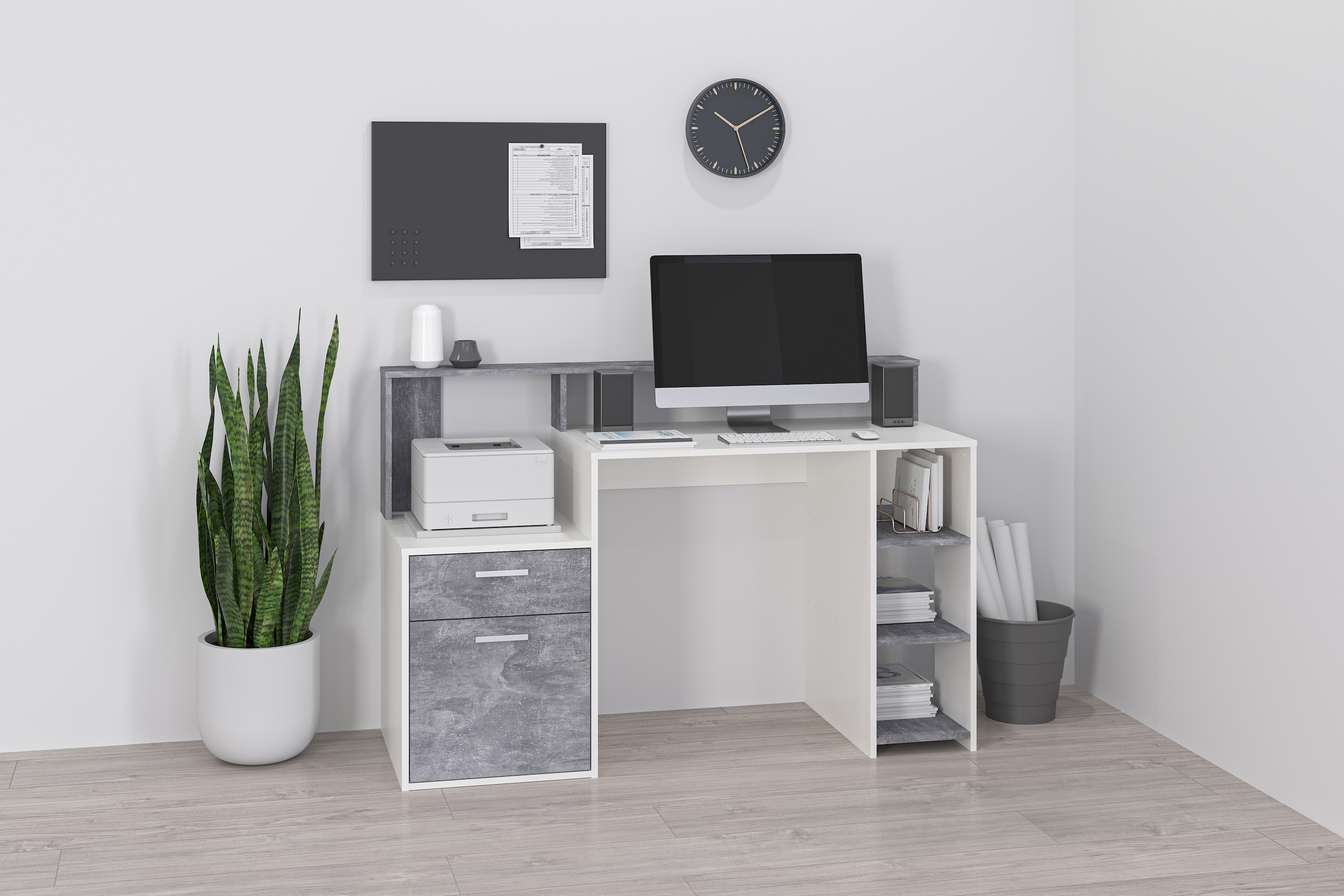 FMD Regal-Schreibtisch »Bolton« Schreibtisch mit Stauraum und Ablage, offene Fächer, 138,5 cm breit