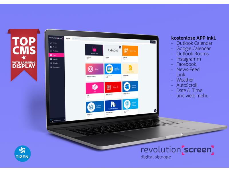 revolutionSCREEN Digital Signage Software revolutionScreen RevolutionSCREEN Digital Signage Software – Die neue und effiziente Art, digitale Displays zu bewirtschaften