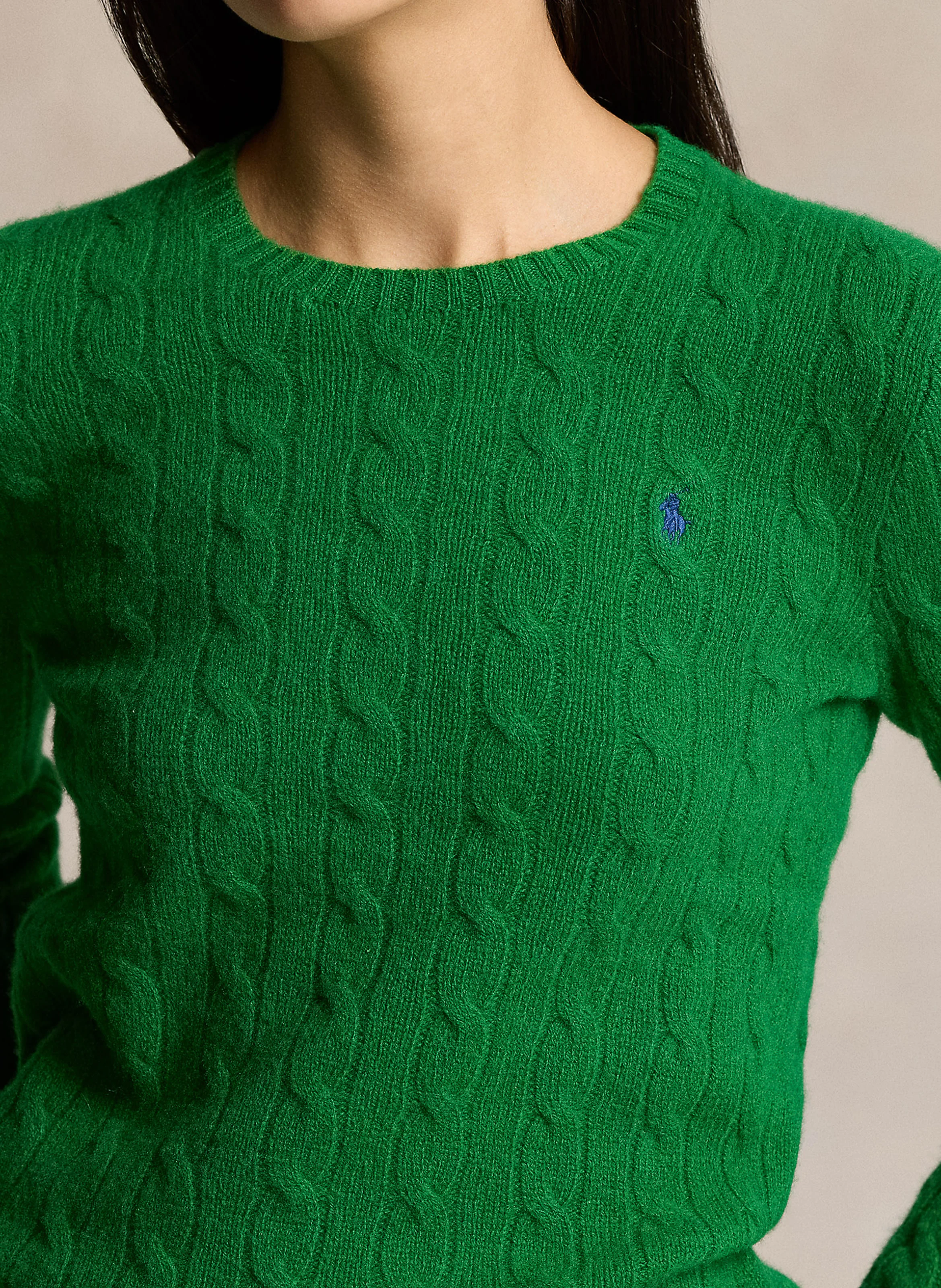 Pull col rond en laine et cachemire | Vert