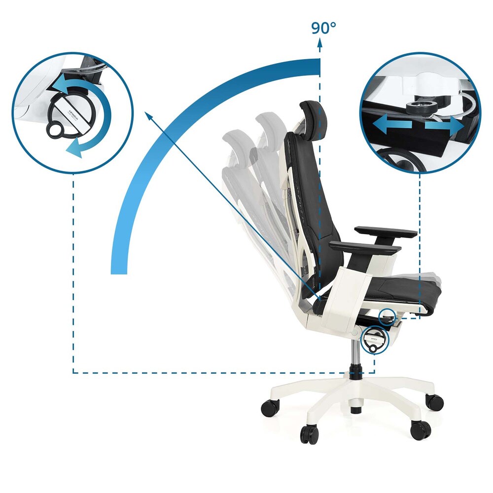High End Bürostuhl GENIDIA PRO WHITE Leder mit Armlehnen hjh OFFICE