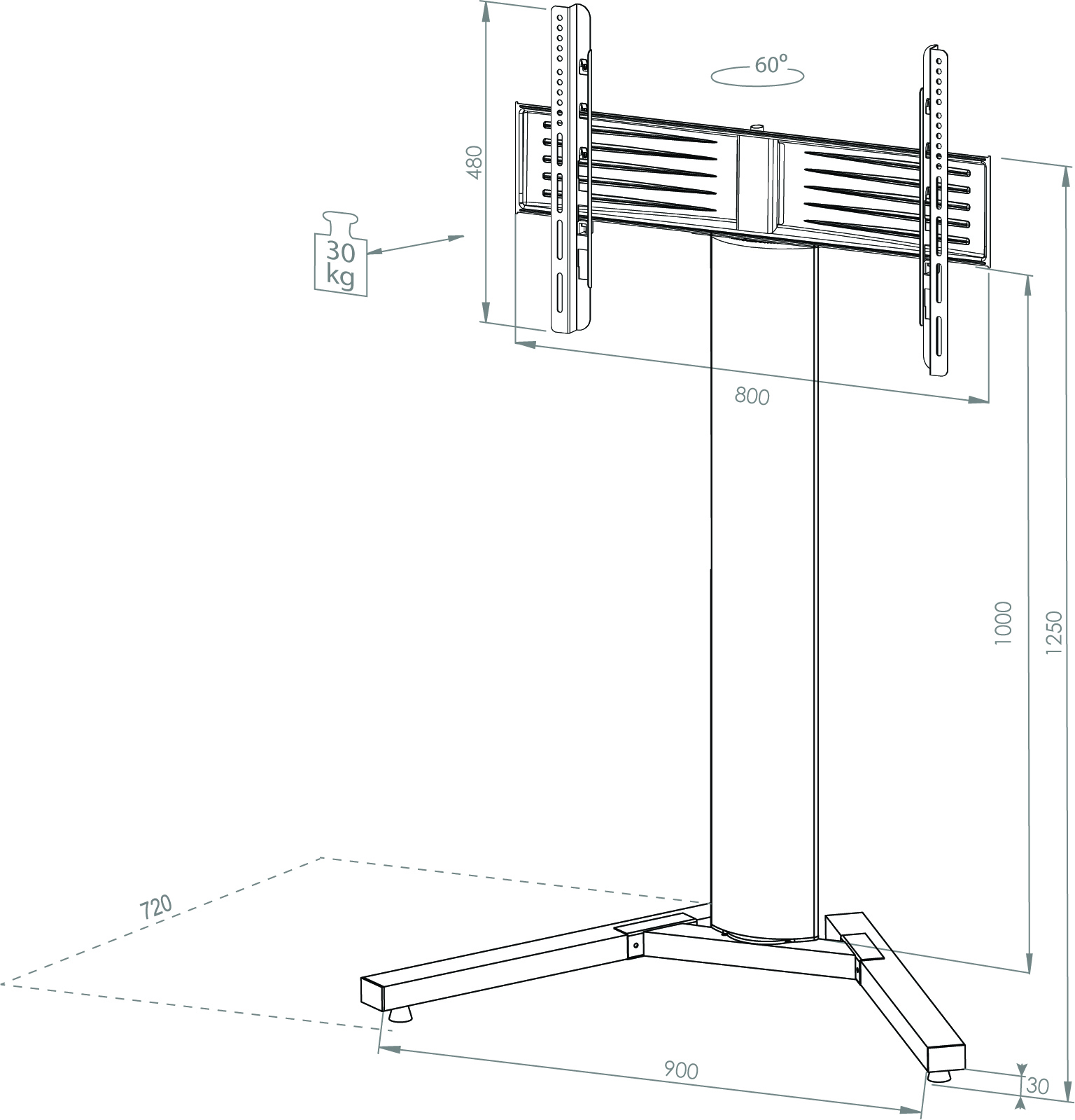 TV-Standfuß STADINO MINI - silber