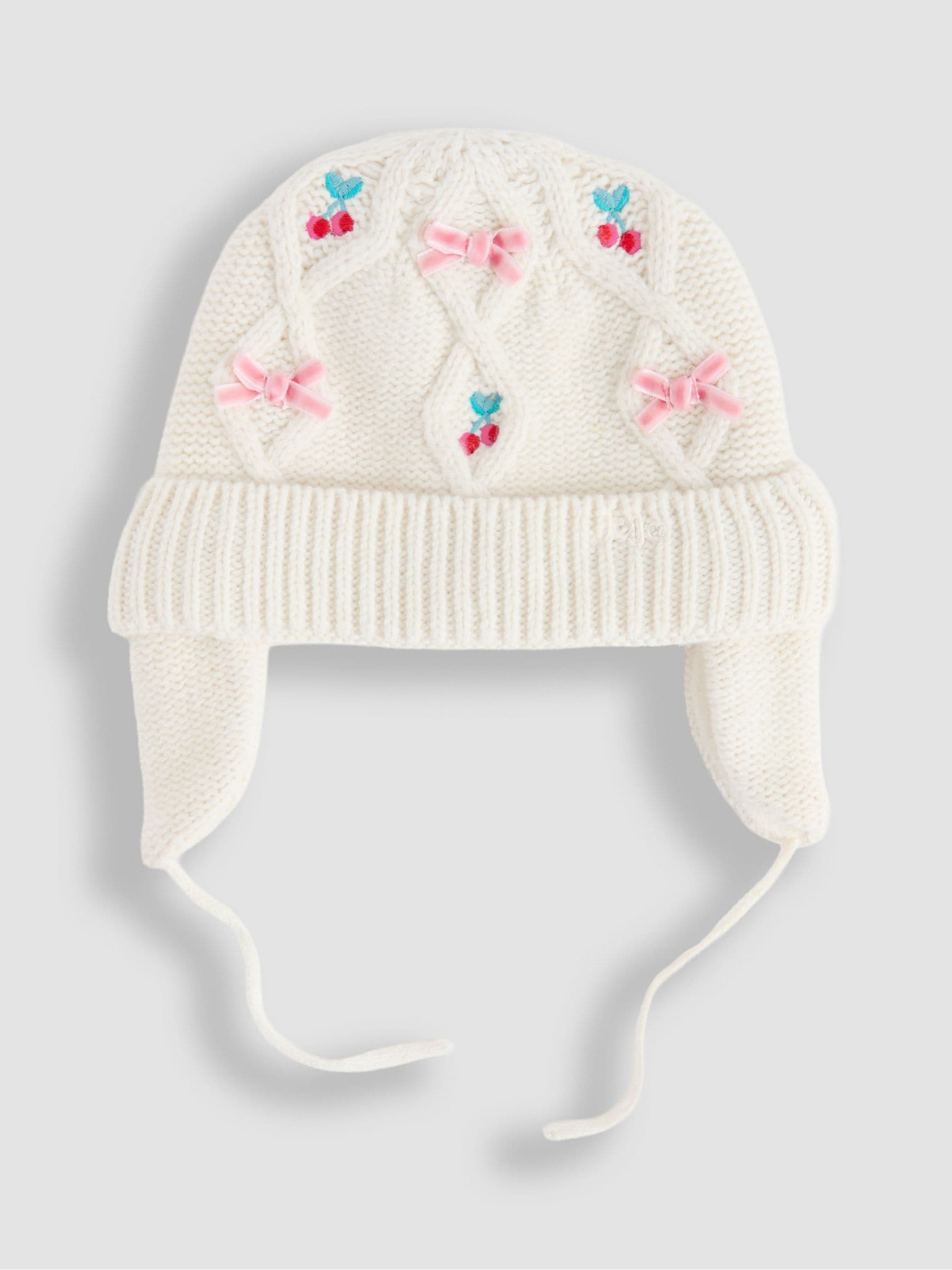 Cream kers - JoJo Maman Bébé Cosy Pom Pom Rib Hat