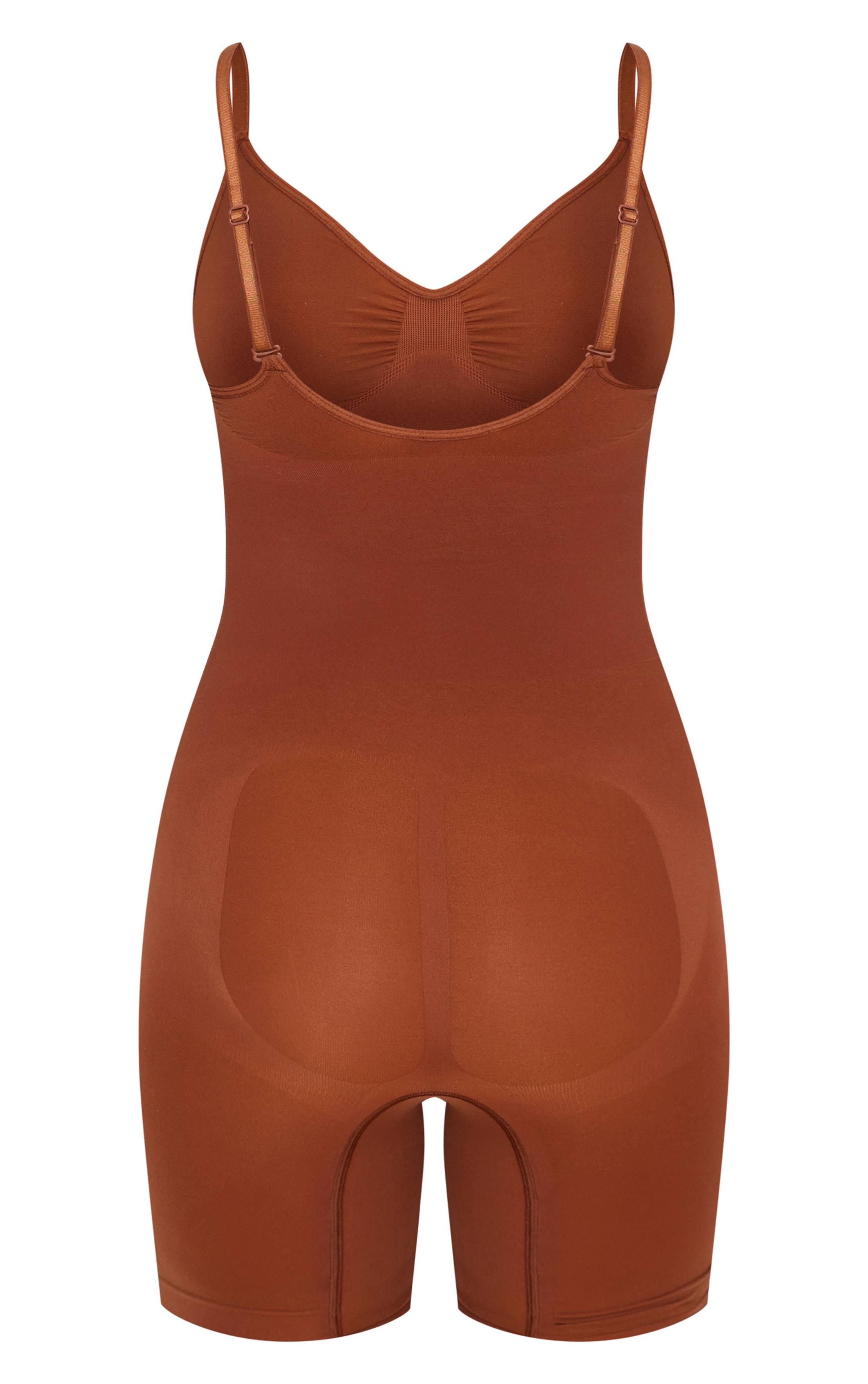 Marron Body Sculptant Gainant À Dos Nu