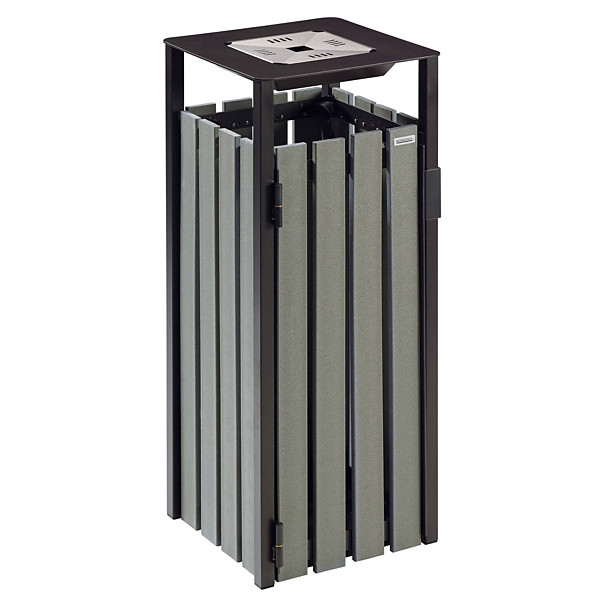 ROSSIGNOL Corbeille a poser ou à fixer eden etik - 110 L - avec cendrier 1.5l - latte recycle/gris manganese