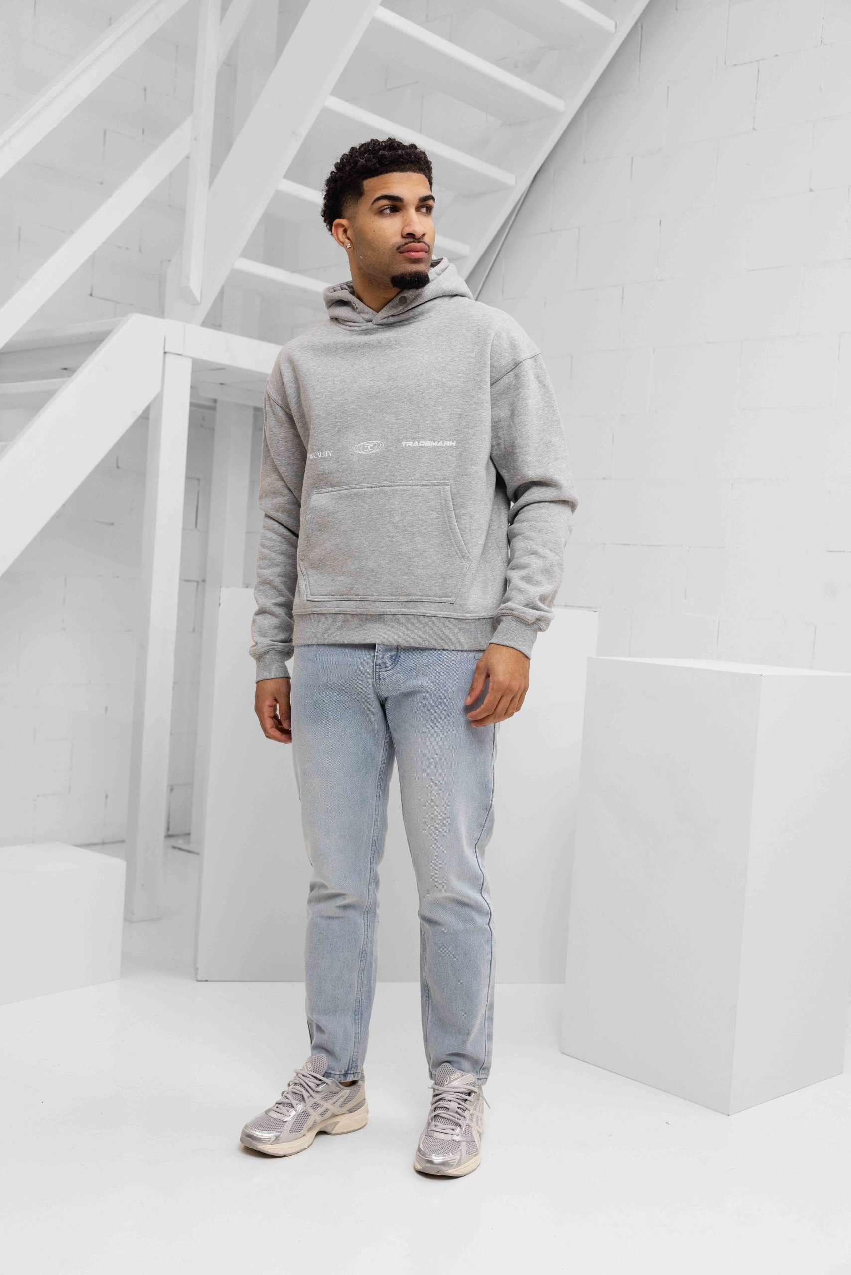 Jorcustom Fleece Uncommon Minds Oversized Hoodie Heren Grijs