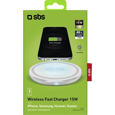 SBS trådløs 15W Qi opladerplade - hvid
