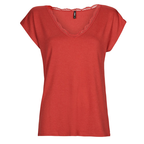 Only - ONLMOSTER S/S LACE V-NECK TOP CS JRS - Bordeaux