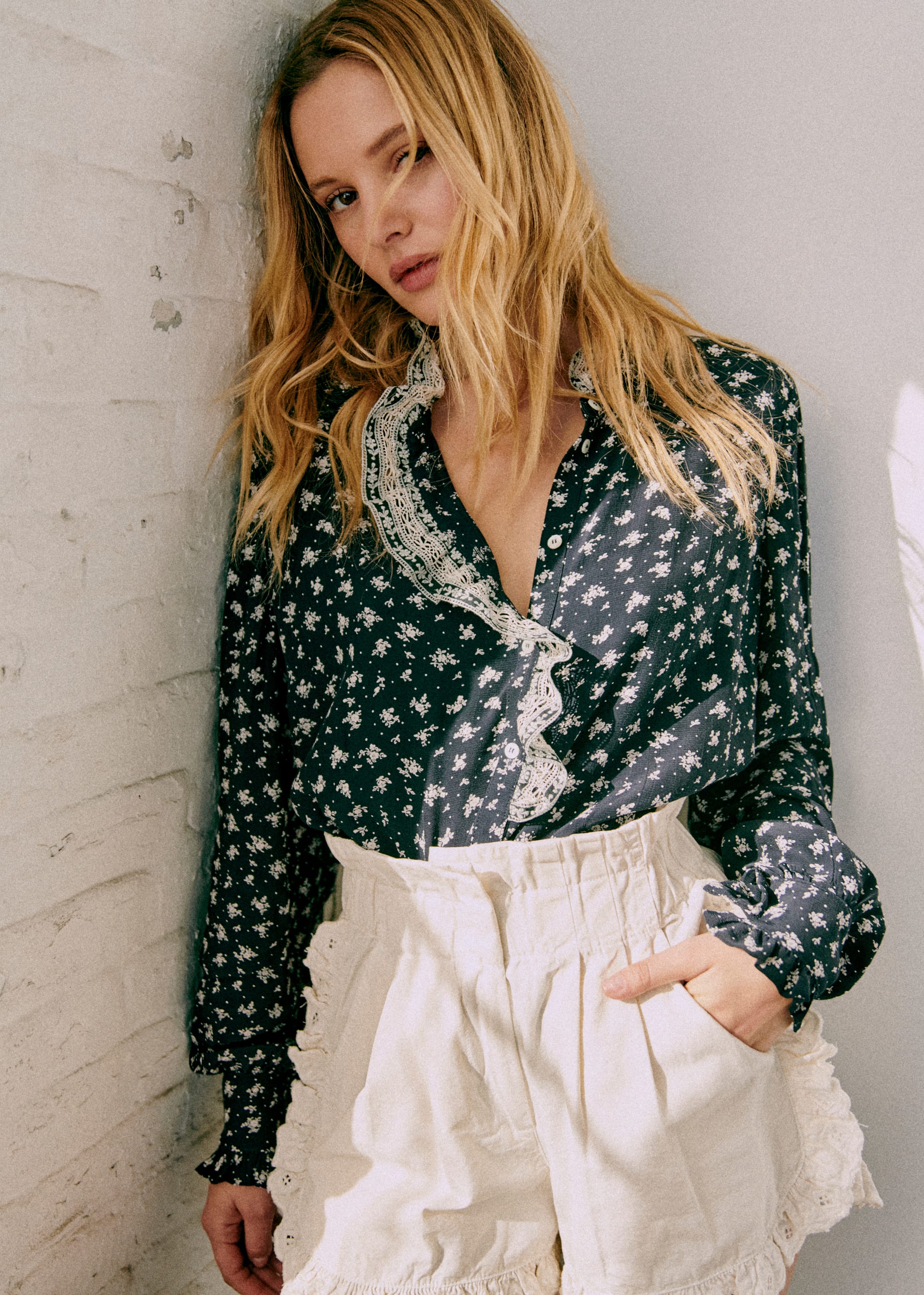 Chemise Chlo - Sézane x Sea NY - Imprimé Small Flower Navy - E-SHOP/CHEMISES & BLOUSES 5905257