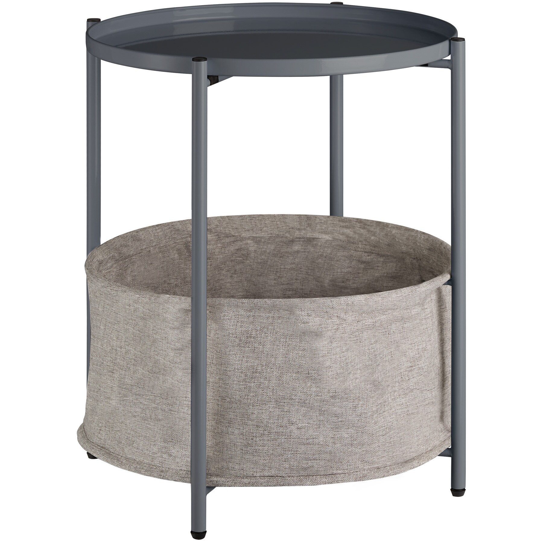 tectake® Beistelltisch, Stahl und Polyester, geräumiger Korb, 45,5 x 45,5 x 53 cm