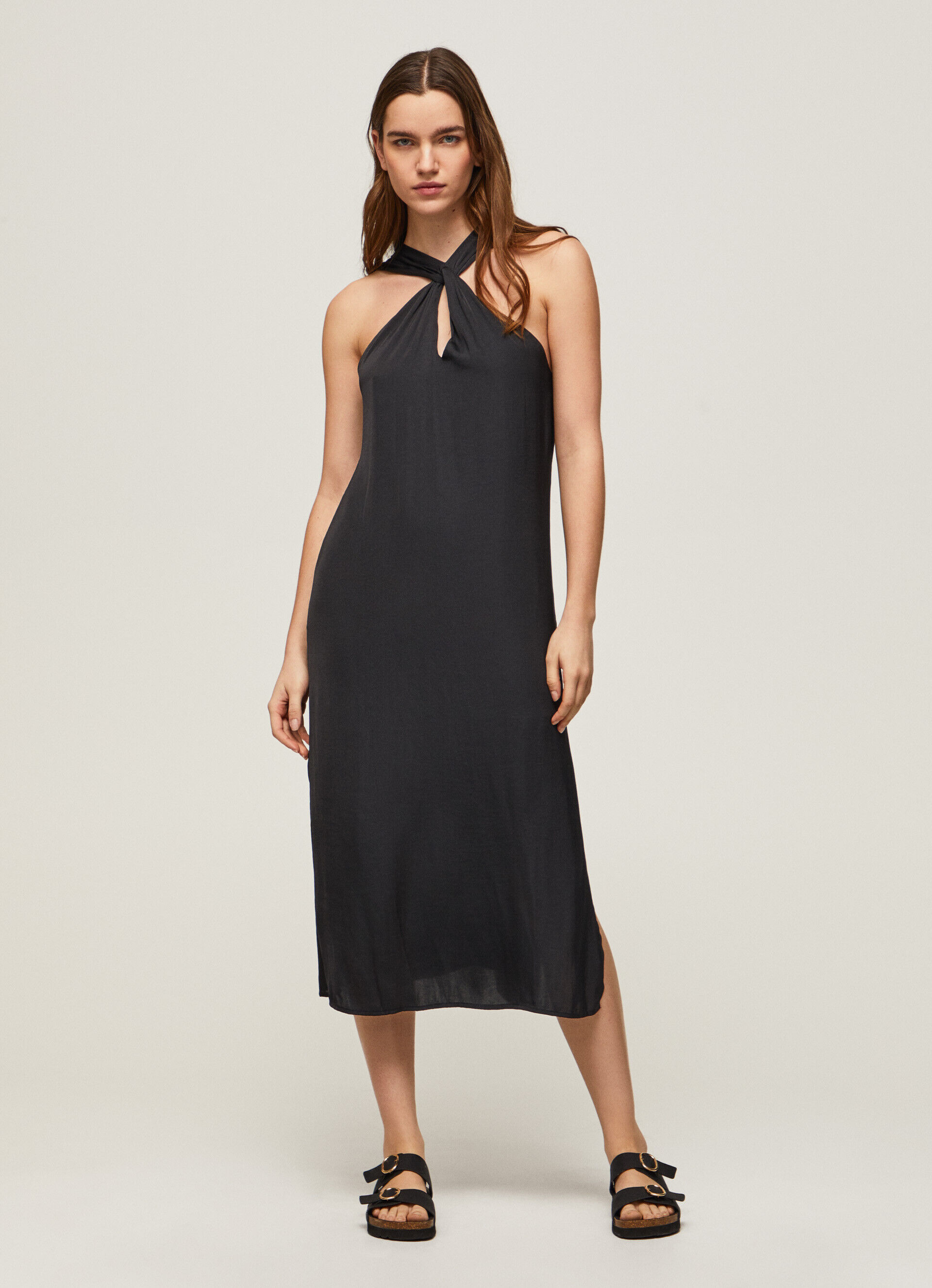 VESTIDO CASEY DE CETIM PLANO - preto