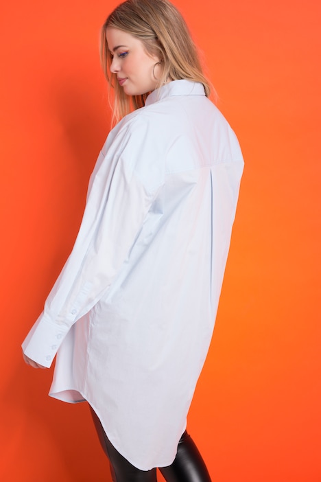 Hemdbluse, oversized, Knopfleiste, Hemdkragen