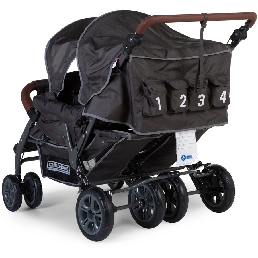 CHILDHOME Vierlingskinderwagen Quadruple Anthrazit