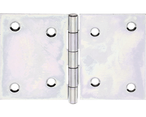 Breed scharnier met geklonken messing pen 80 x 120 mm, sendzimir verzinkt