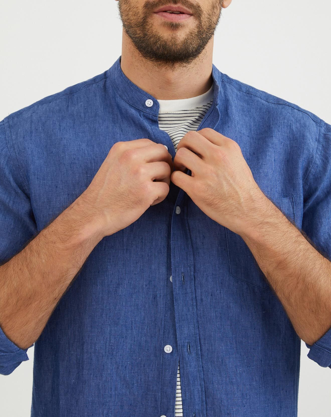 Cyrillus Chemise regular fit 100% Lin bleue
