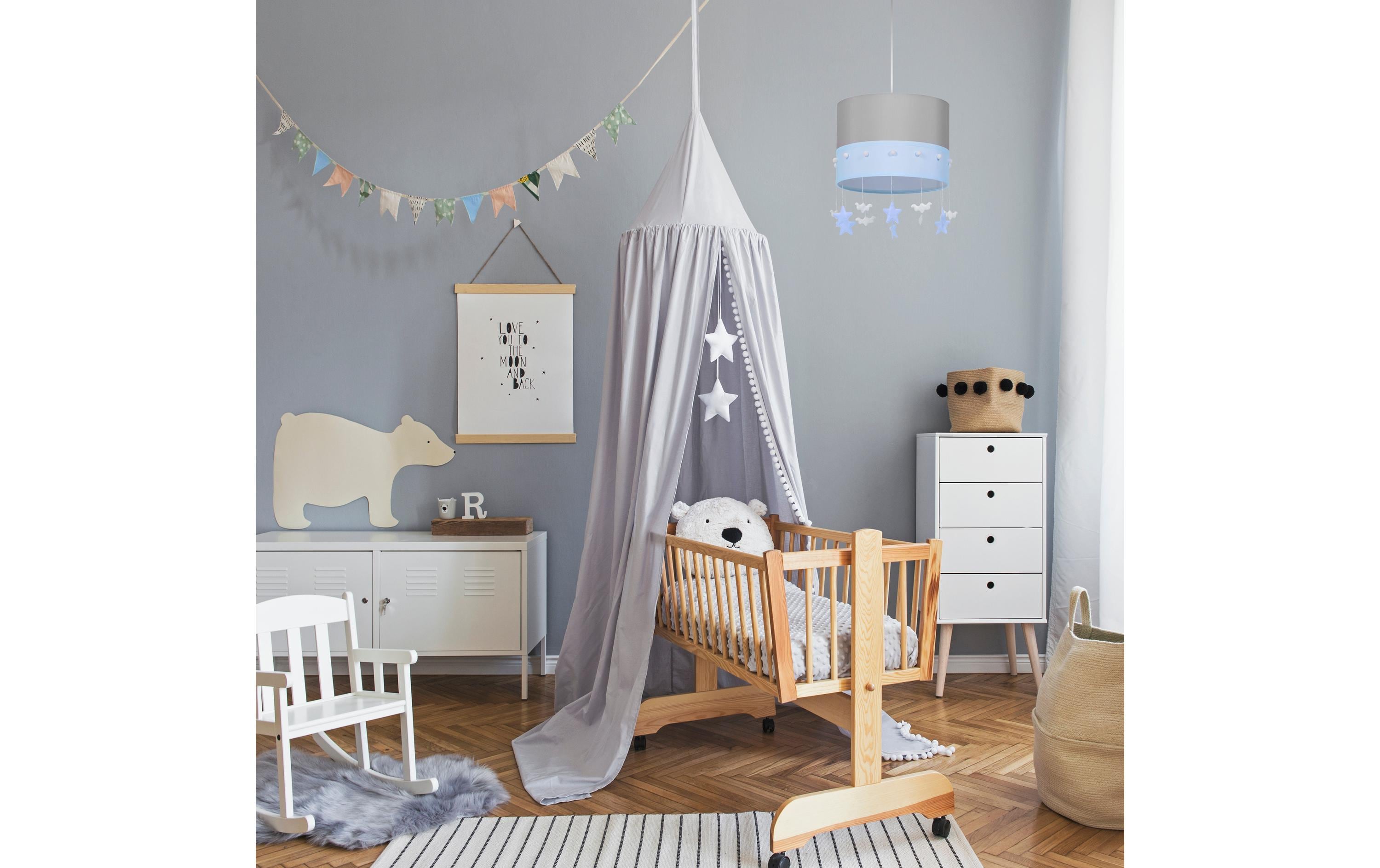 Hängelampe Himmel Grau/Hellblau/WeissRunde Pendellampe für das Kinderzimmer