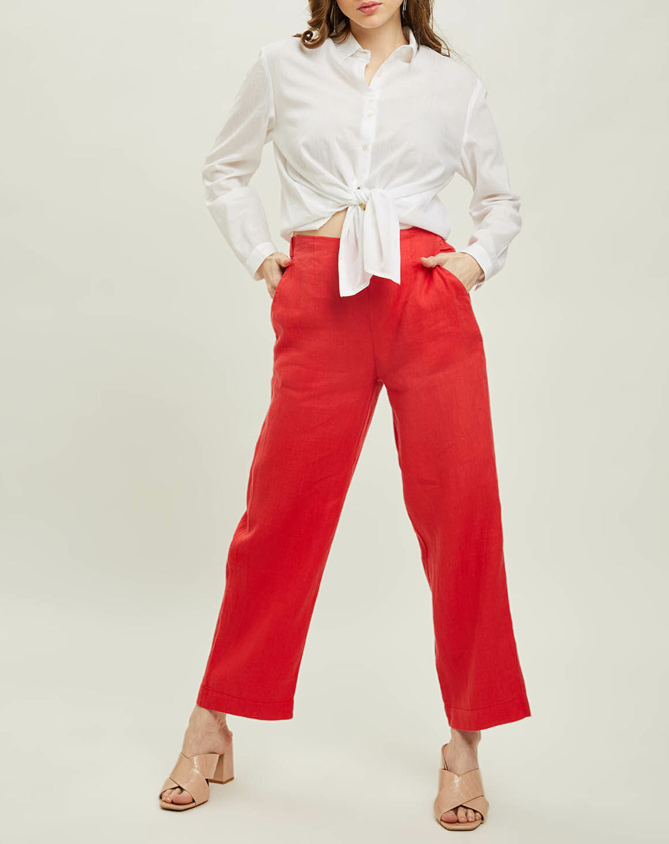 Harris Wilson Pantalon 100% Lin Lilord fraise