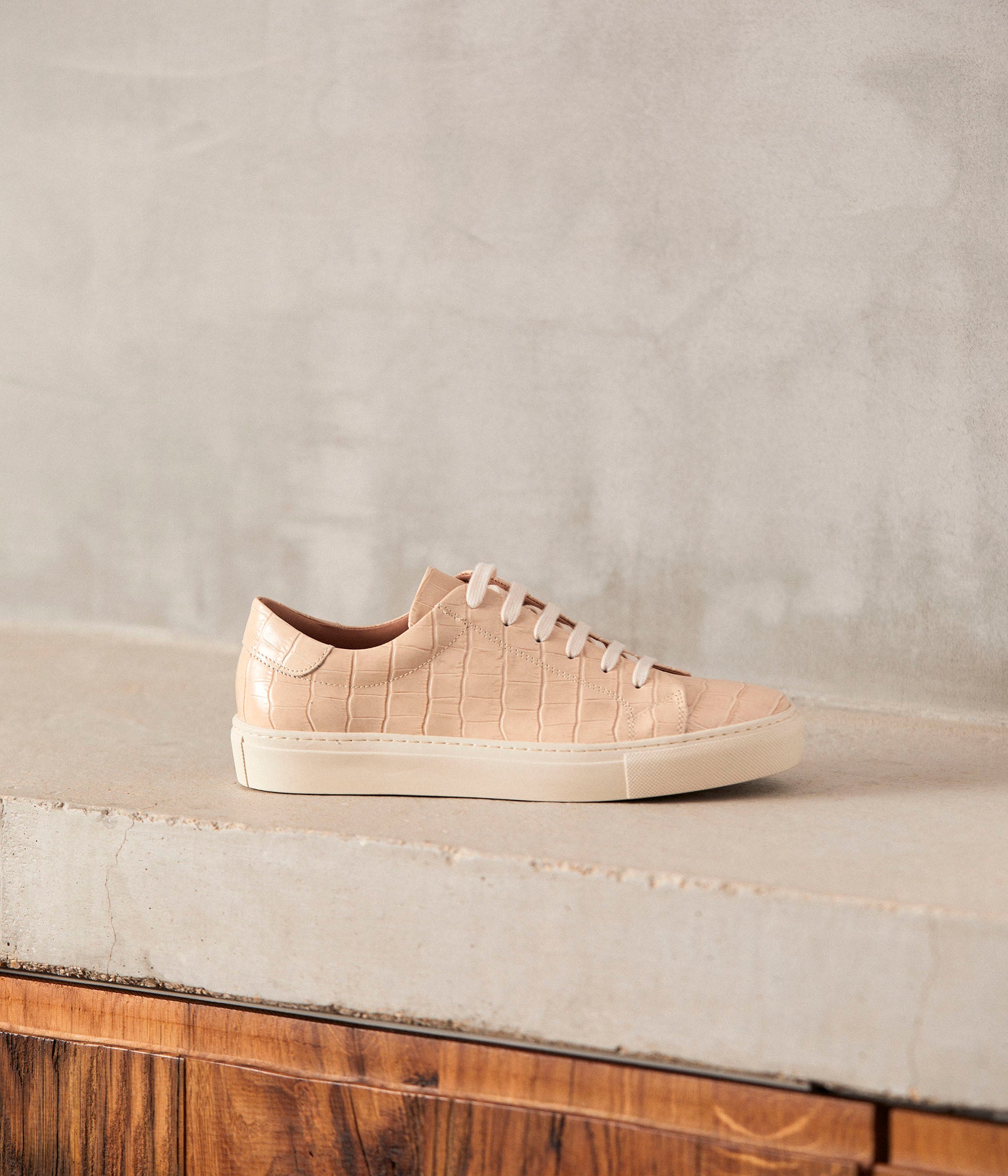 Baskets cuir nude Lucette
