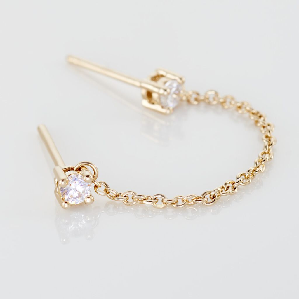 Bijou D'oreille Unitaire Pendante Plaqué Or Jaune Dofi Oxyde