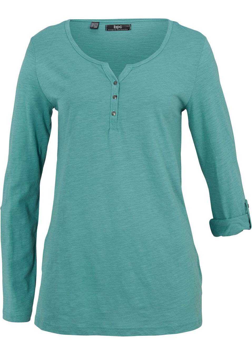 T-shirt manches longues en coton léger avec patte de boutonnage