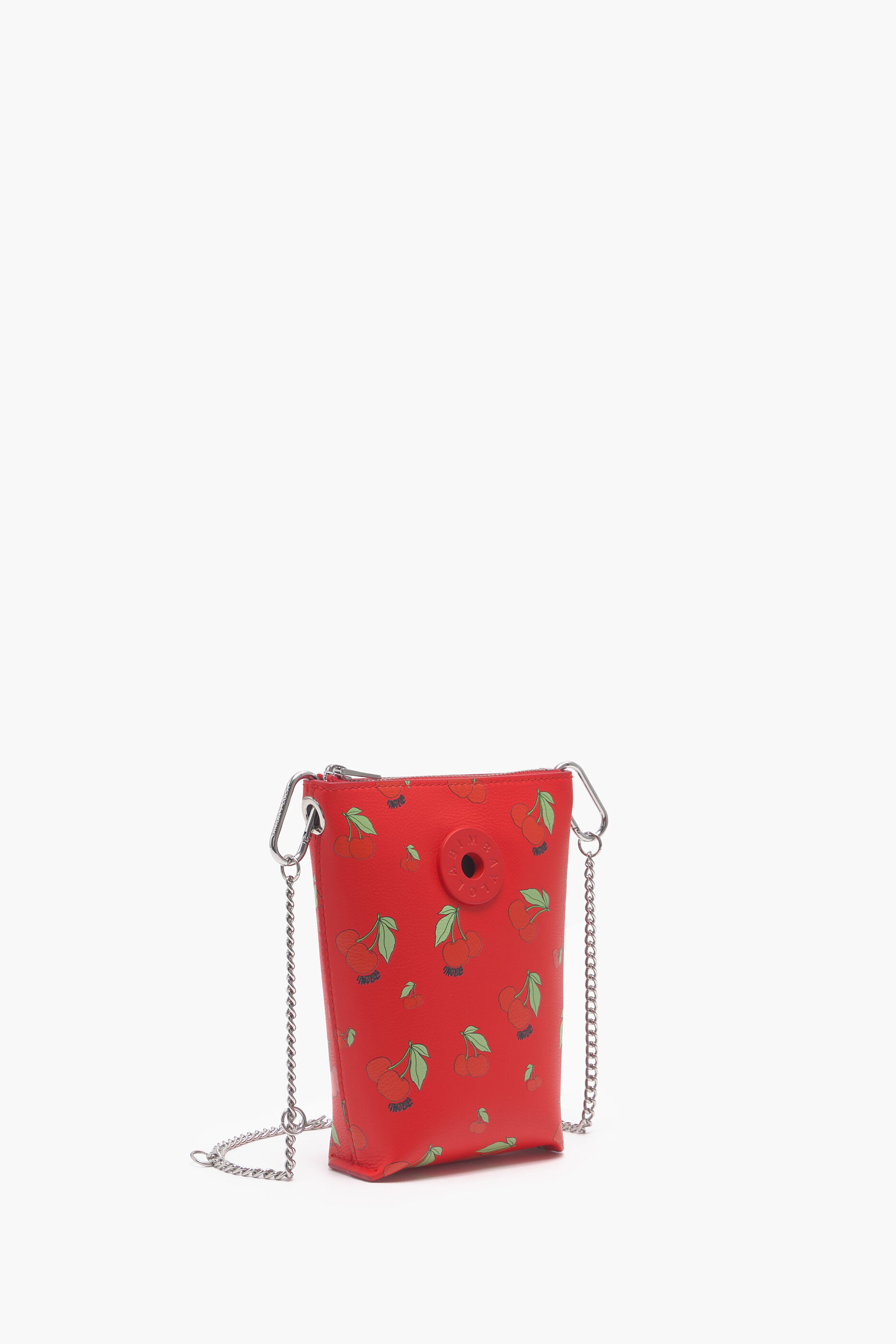 Bolsa transversal vermelha tamanho XS com estampa de cerejas
