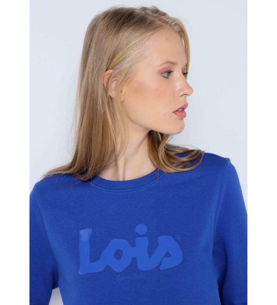 Moletom Lois com estampa puff azul