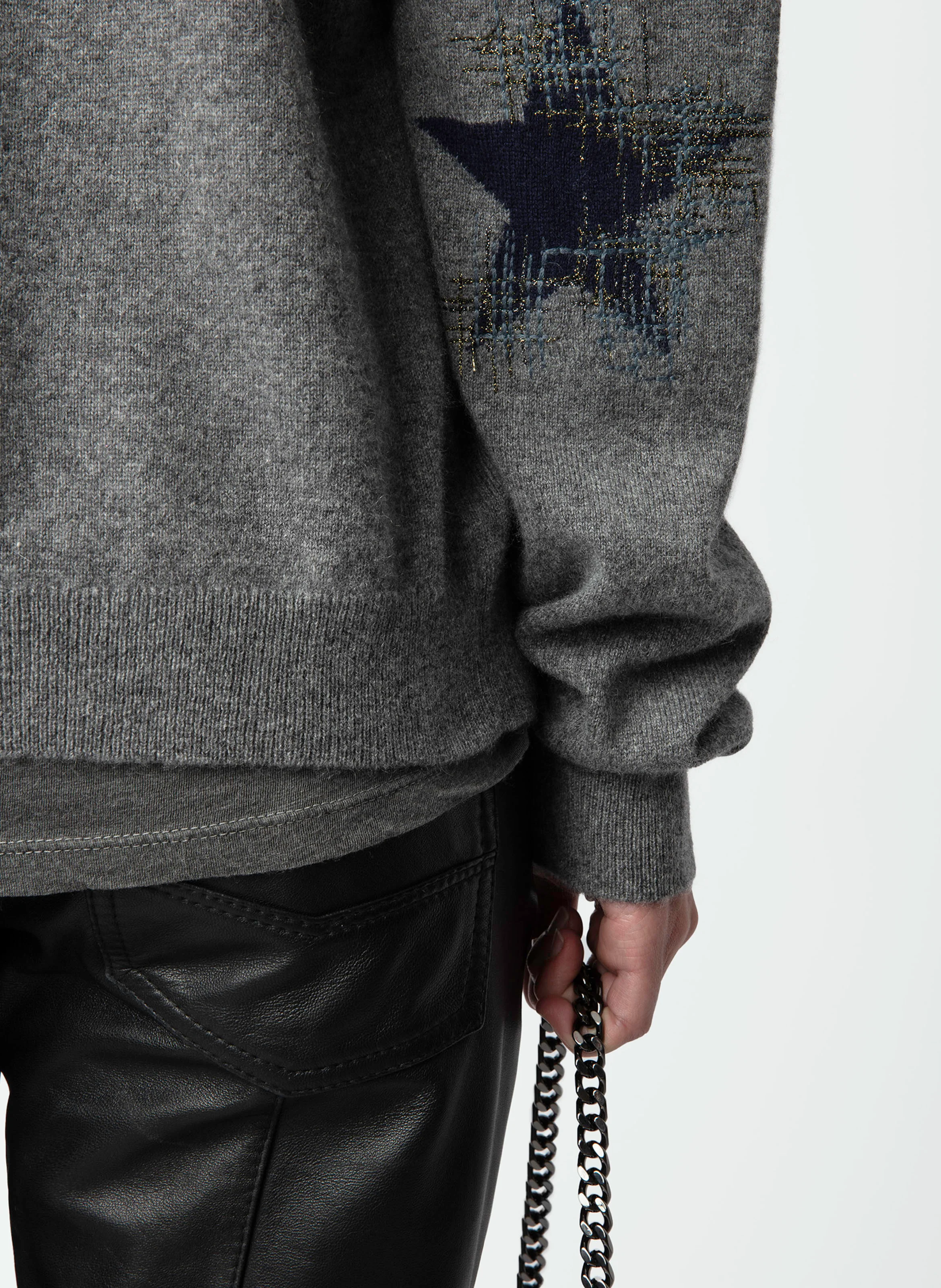 JEMMY - Cardigan à patch en cachemire | Gris