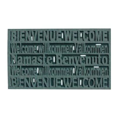 Tapis caoutchouc floqué - Bienvenue - 45 x 76 cm - gris