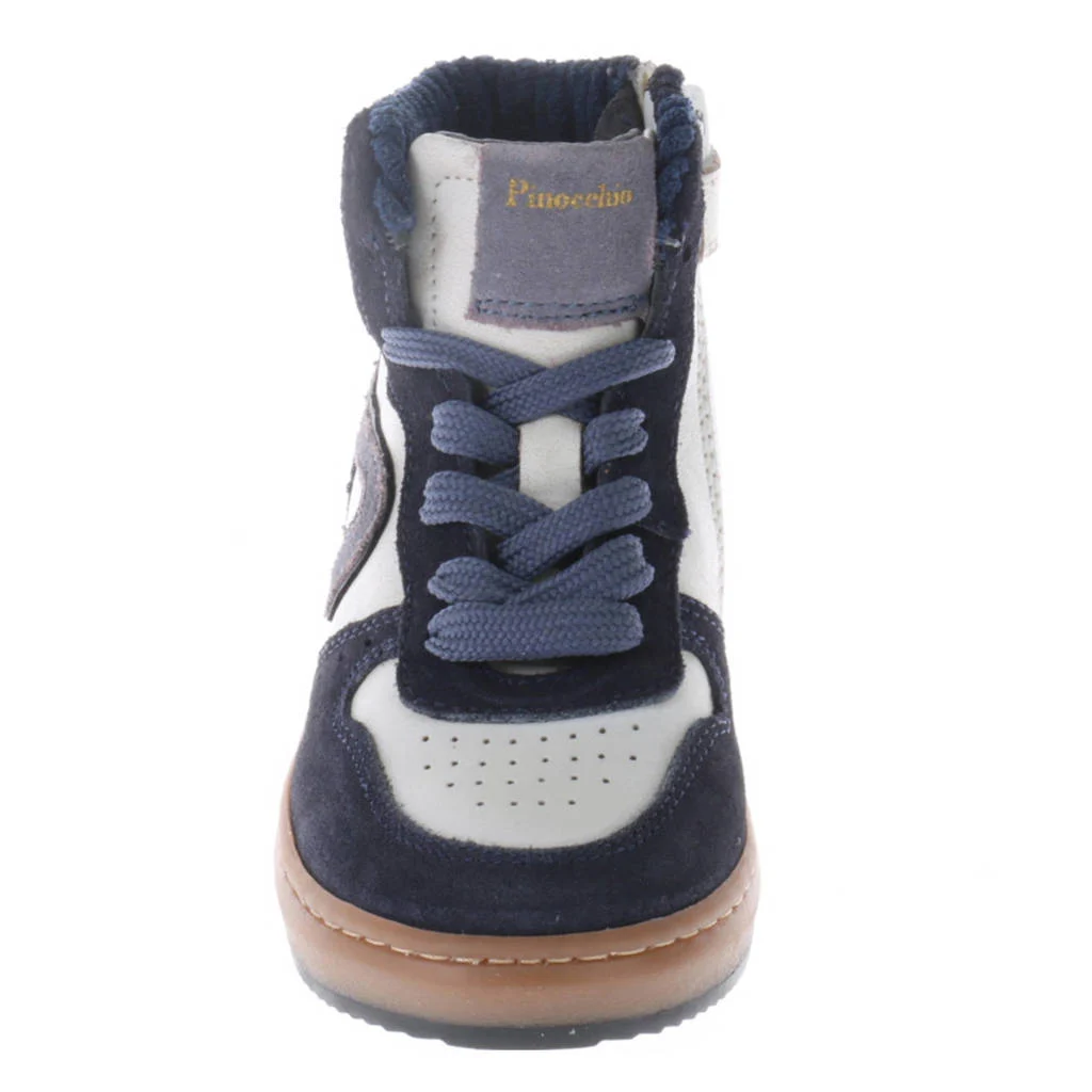 Pinocchio leren sneakers donkerblauw/wit