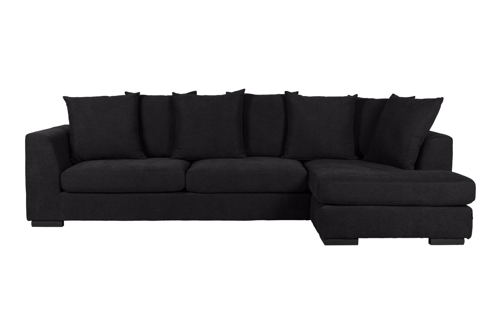 Paso Doble Day Sofa 2,5-seter og divan høyre, I tekstil Salento Black, Valnøtt ben i tre, EU komfort. Promotion