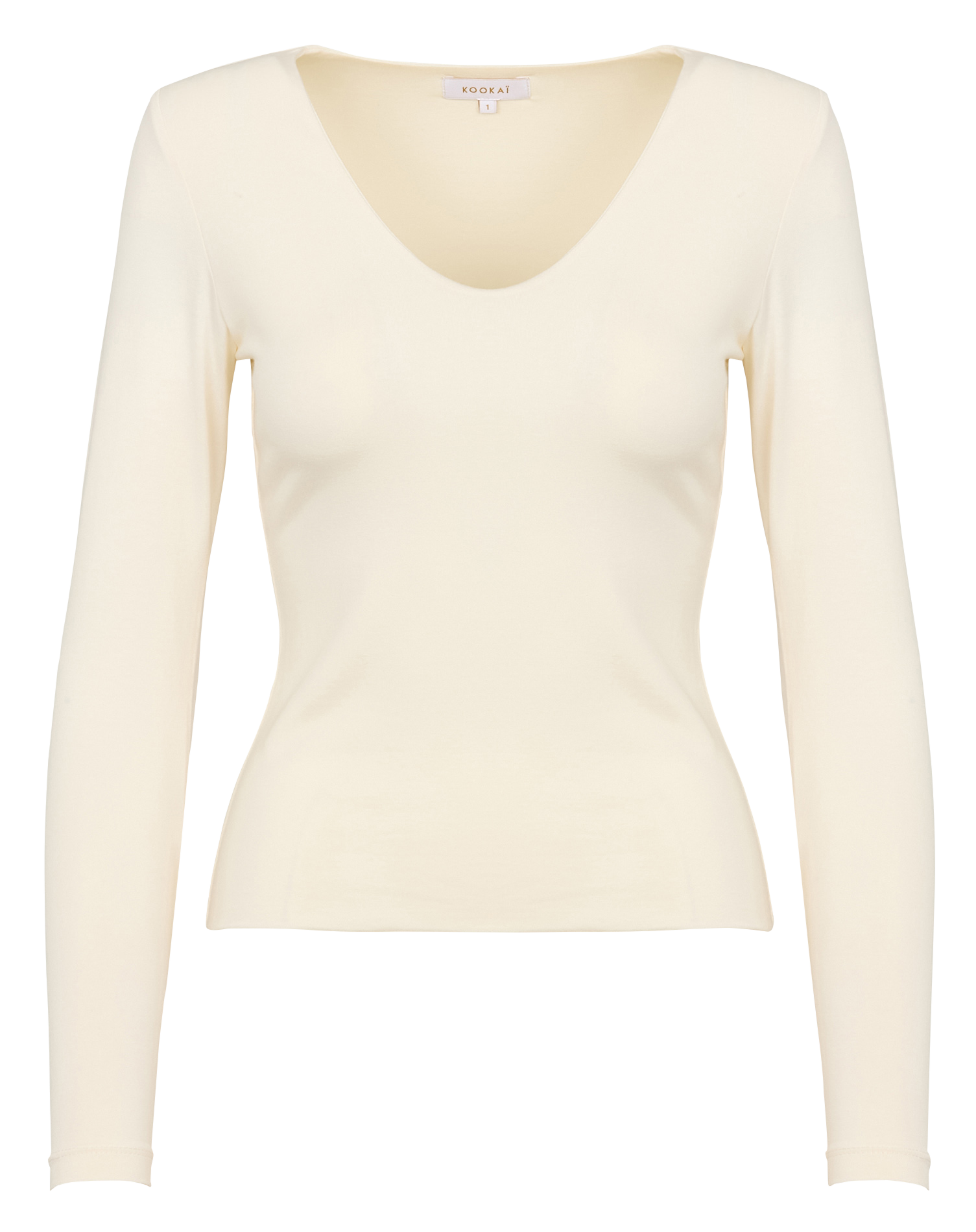 MATHILDA - Tee-shirt cintrée col V en coton stretch | Blanc