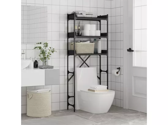 Étagère de lave-linge noir 67x25x163 cm bois d'ingénierie