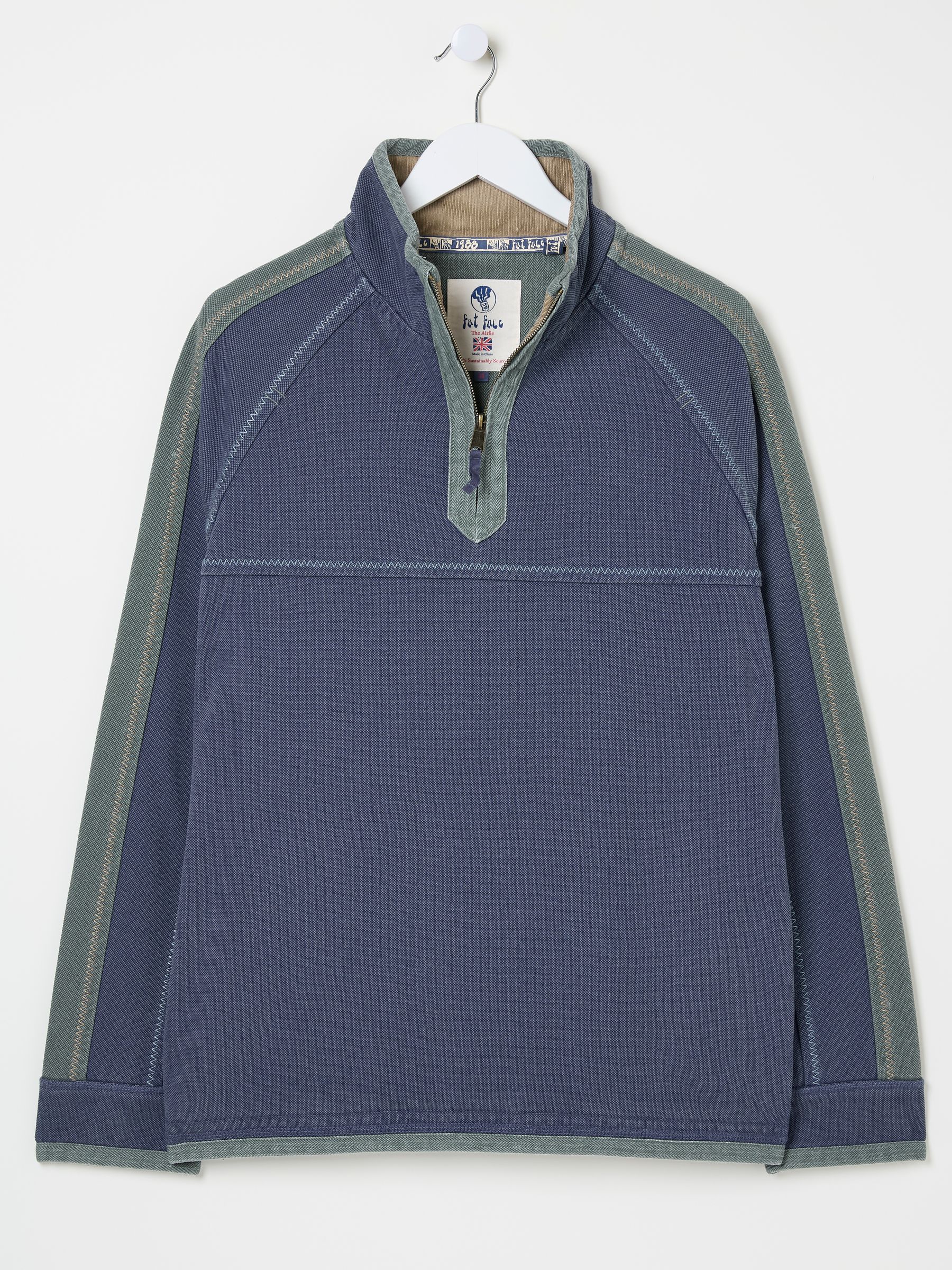 FatFace Airlie sweater met inzetstuk en korte rits van 100% katoen