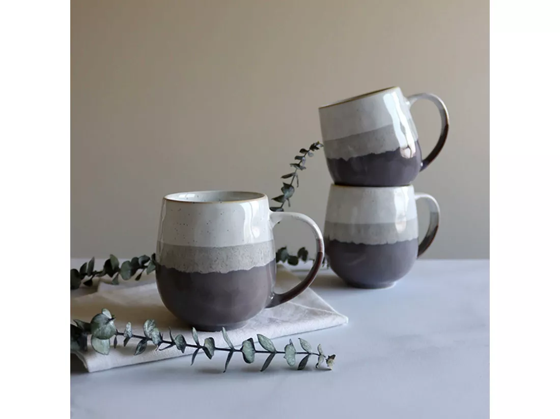 Novastyl - Lot 6 Mugs Riga Marron 44cl En Gres