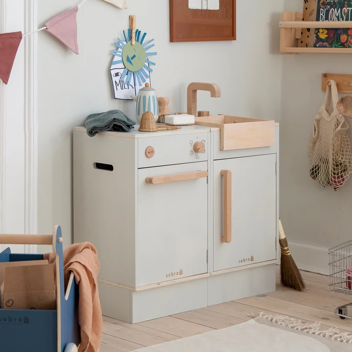 Sebra - KIDchen Kinderküche aus Holz, Spülbecken, beige