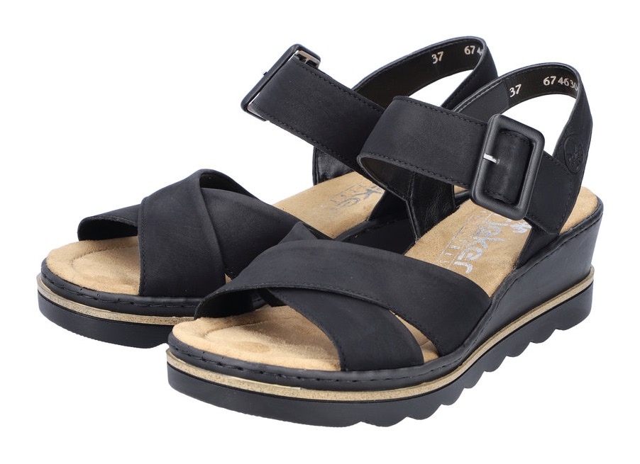 Rieker Keilsandalette  , Sommerschuh, Sandale, Keilabsatz, mit gekreuzten Bandagen