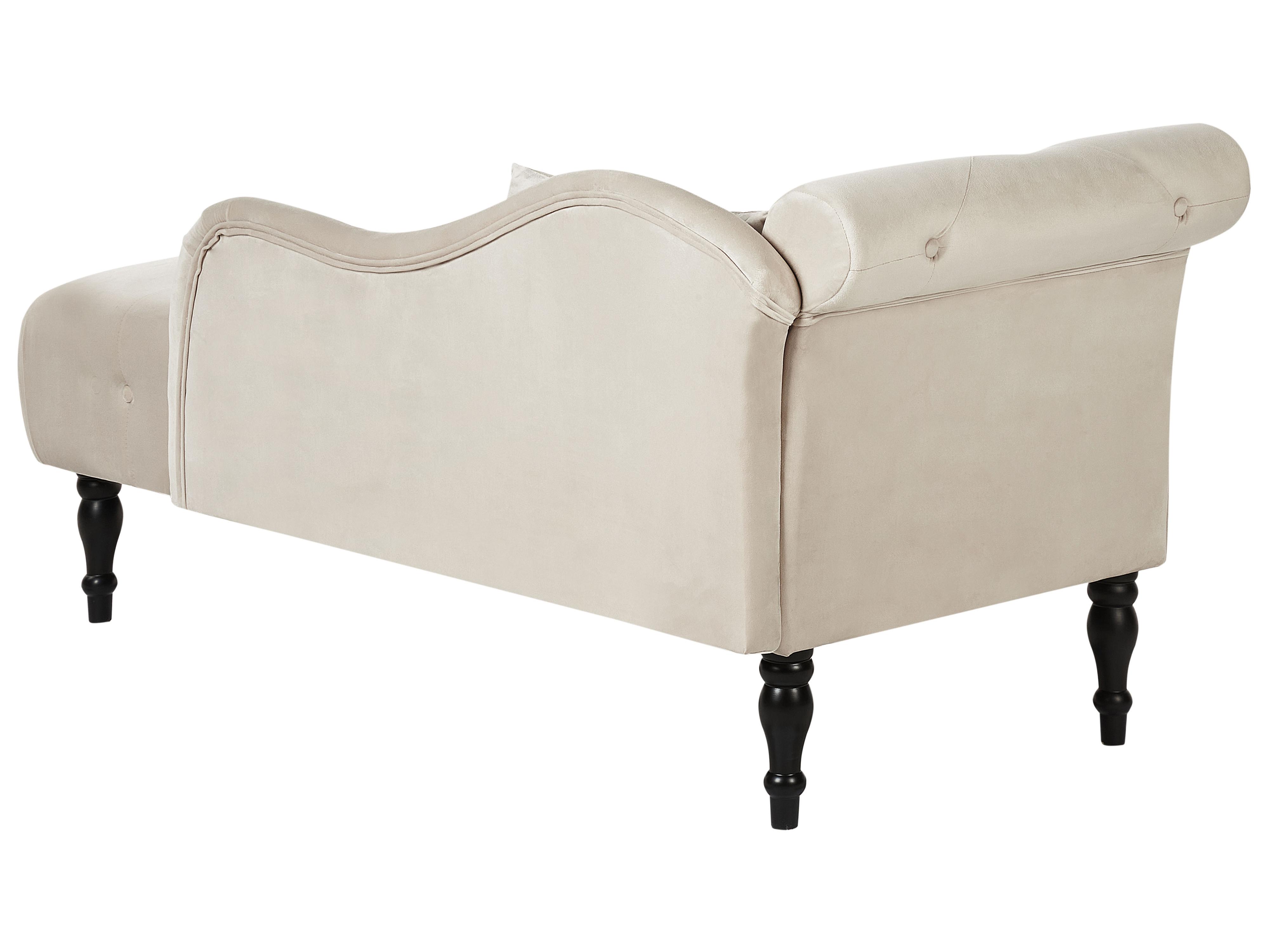 Linkszijdige chaise longue IVRY Fluweel Lichtbeige