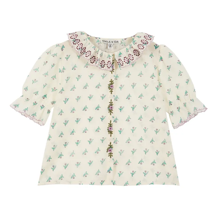 Emile et Ida Blouse Brodée Fleurie | Ecru